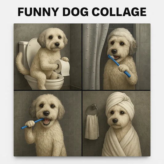Personalized 'Dog in the Bathroom' Print – Custom 14x11 Metal Art - Upload Your Pet Photo