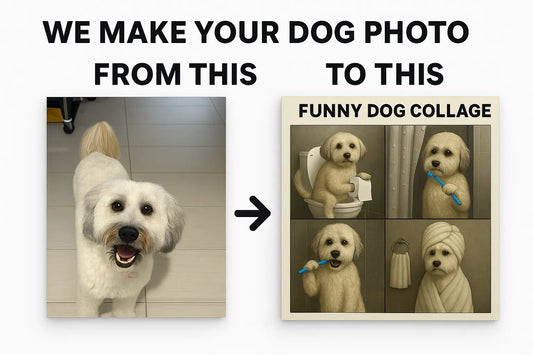 Personalized 'Dog in the Bathroom' Print – Custom 14x11 Metal Art - Upload Your Pet Photo