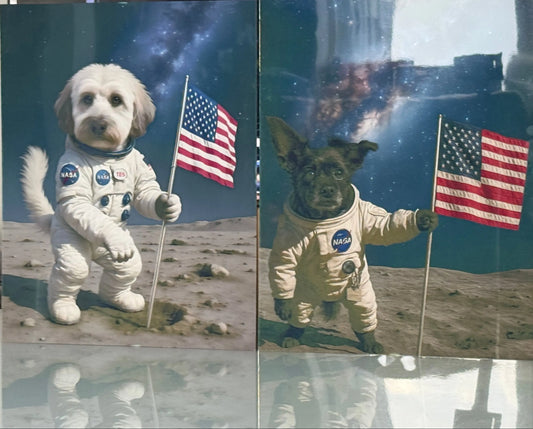 Personalized 'Dog on the Moon' Print – Custom 14x11 Metal Art - Upload Your Pet Photo