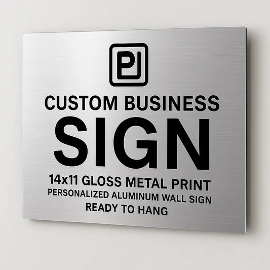 Custom Business Sign – 14x11 Gloss Metal Print – Personalized Aluminum Wall Sign – Ready to Hang