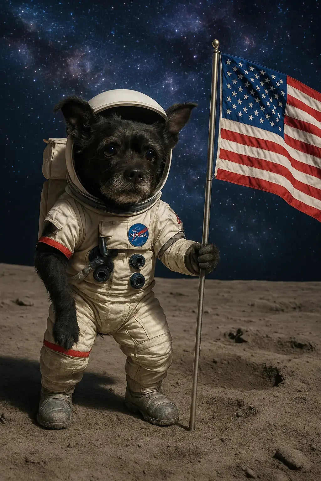 Personalized 'Dog on the Moon' Print – Custom 14x11 Metal Art - Upload Your Pet Photo